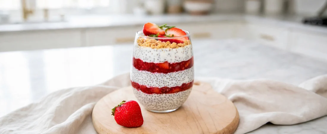 No Bake Strawberry Cheesecake Chia Parfait